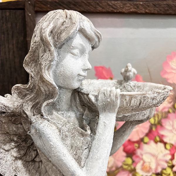 Standing Angel with Birdbath Indoor/Outdoor Decor