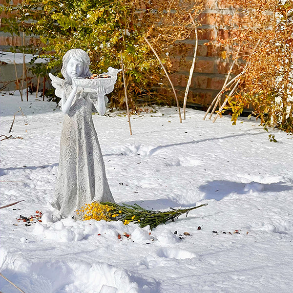 Standing Angel with Birdbath Indoor/Outdoor Decor