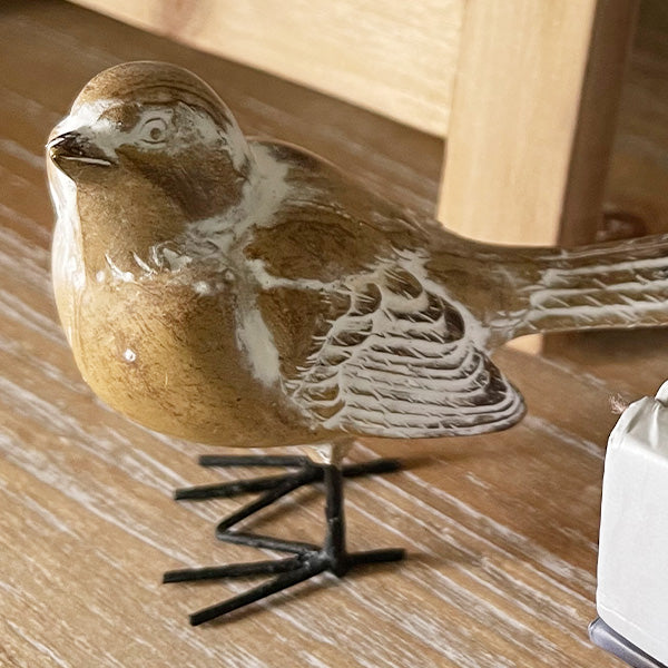 Distressed Brown Bird Figurines, Set of Two