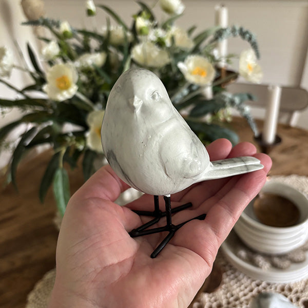 Faux Marble Standing Bird Figurines, Set of Two