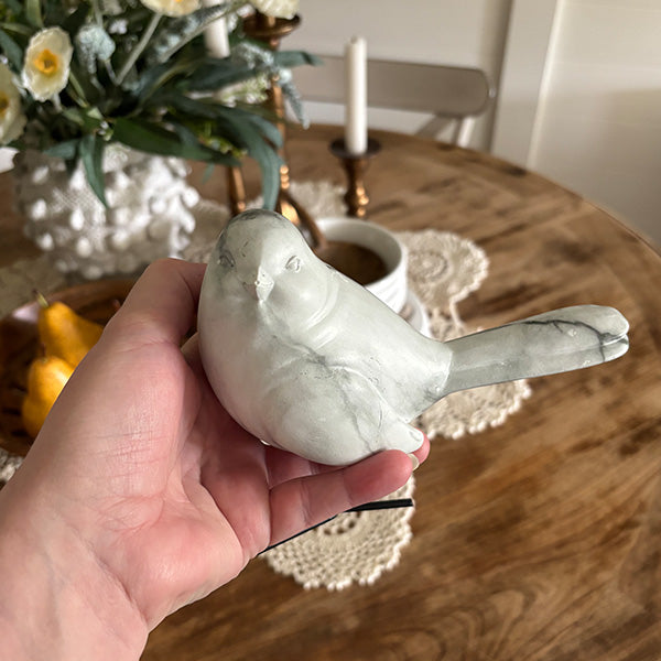 Faux Marble Standing Bird Figurines, Set of Two