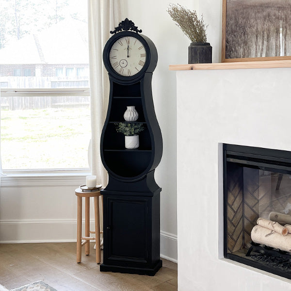 Huge 74 Inch Black Mora Clock with Shelves