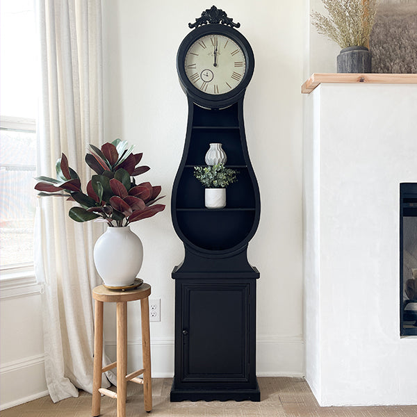 Huge 74 Inch Black Mora Clock with Shelves