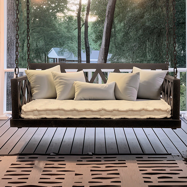 Black Porch Swing with Cushion