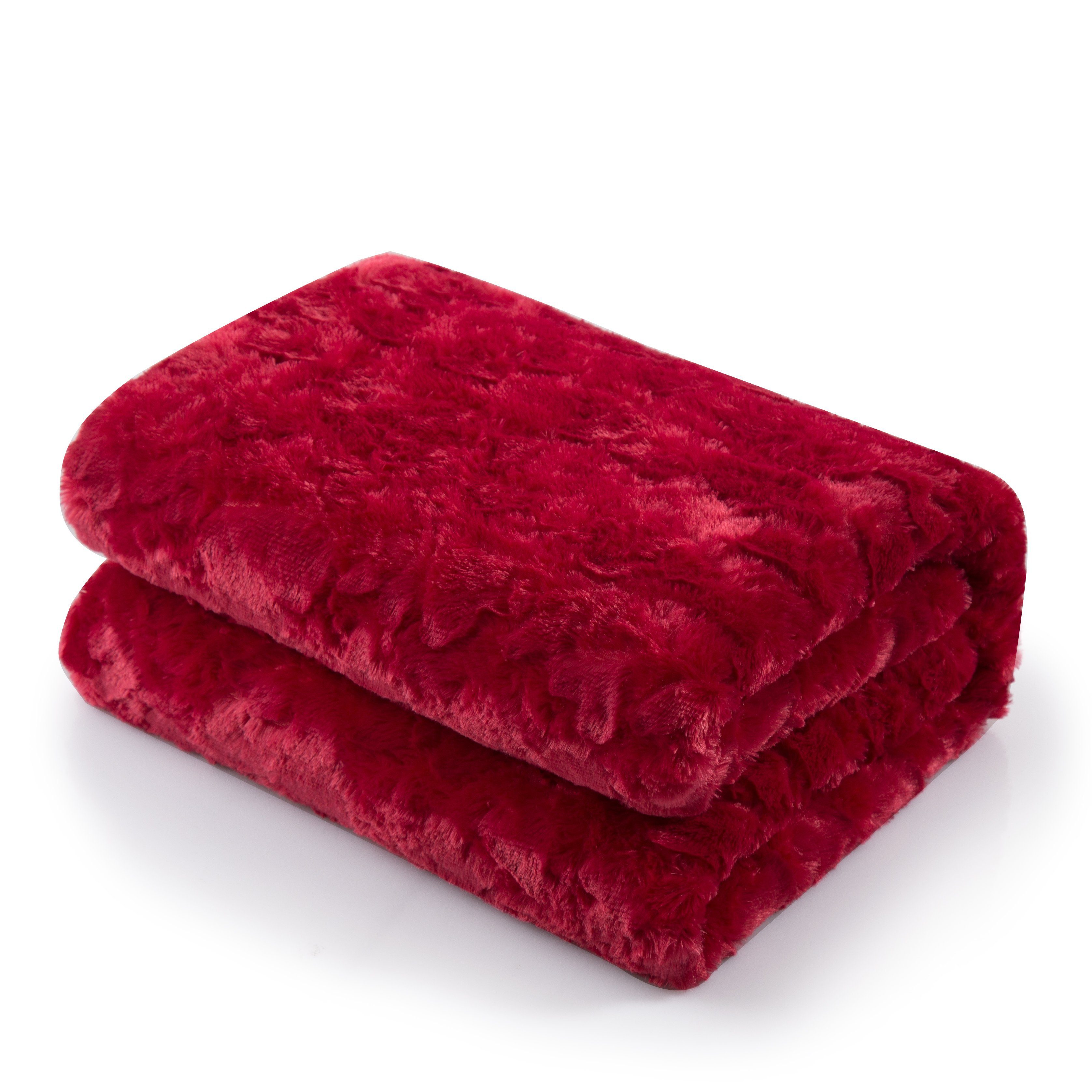 Luxury Romantic Red Lovely Hearts Dreamy Plush Faux Fur Throw Blanket