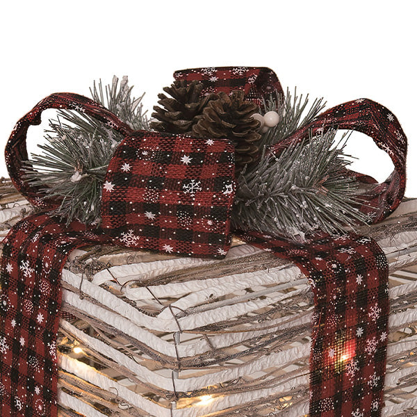 Rattan Light Up Ribbon Boxes, Set of Three