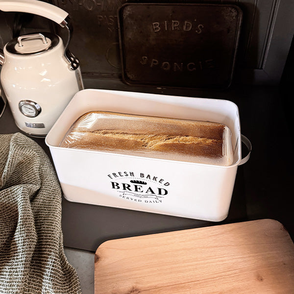 Vintage Inspired Bread Box with Wood Lid