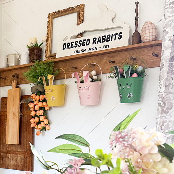 Adorable Bunny Face Easter Outdoor Buckets, Set of Three