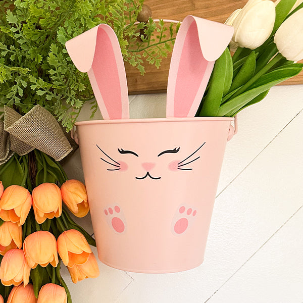 Adorable Bunny Face Easter Outdoor Buckets, Set of Three