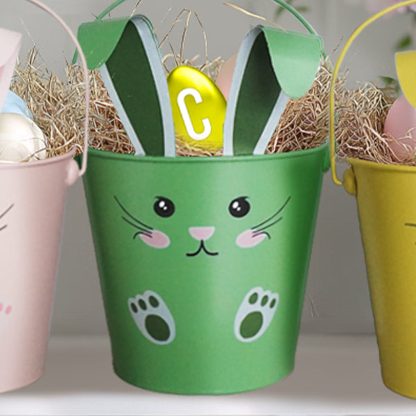 Adorable Bunny Face Easter Outdoor Buckets, Set of Three