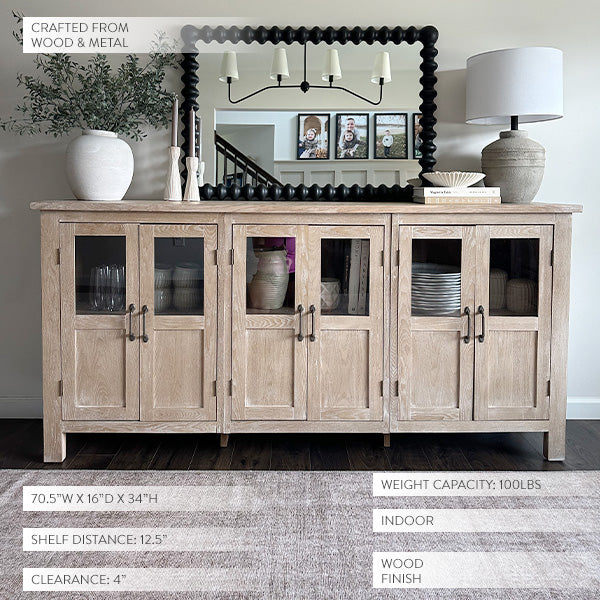 6 Door Wooden Siena Buffet
