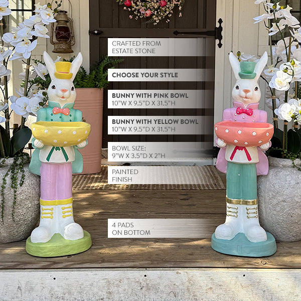 Standing Easter Bunny Figurines with Bowl, Choose Your Style