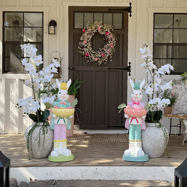Standing Easter Bunny Figurines with Bowl, Choose Your Style