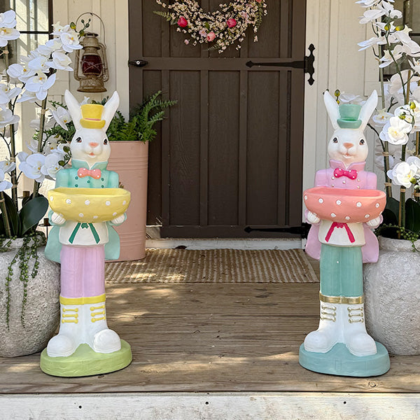 Standing Easter Bunny Figurines with Bowl, Choose Your Style