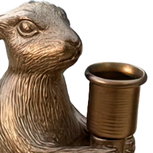 Bronze Bunny Candle Holders, Set of Two