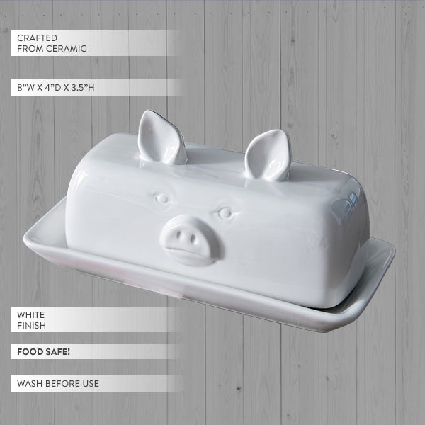 Whimsical Piglet Ceramic Butter Dish