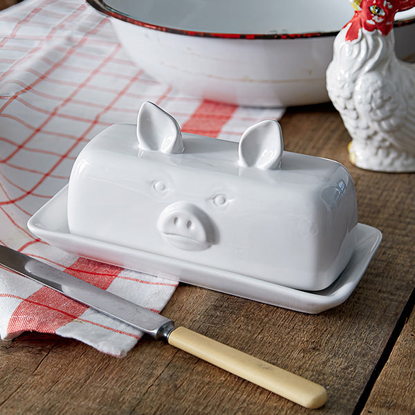 Whimsical Piglet Ceramic Butter Dish