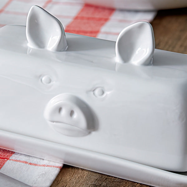 Whimsical Piglet Ceramic Butter Dish