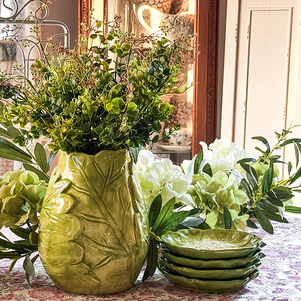 Green Cabbageware Appetizer Plates, Set of Four