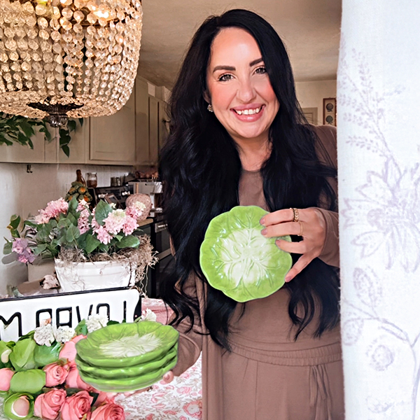 Green Cabbageware Appetizer Plates, Set of Four