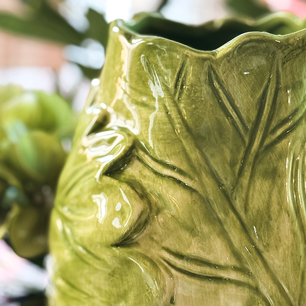 Green Cabbageware Flower Vase
