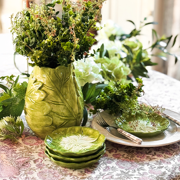 Green Cabbageware Flower Vase