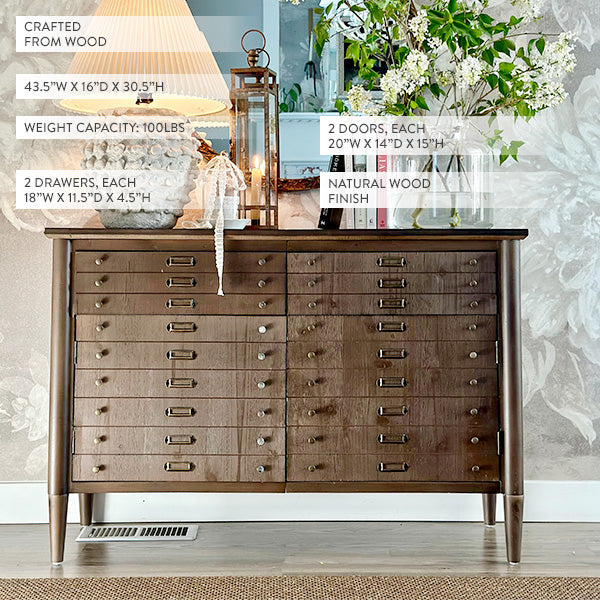 1920 Letterpress Wooden Storage Cabinet