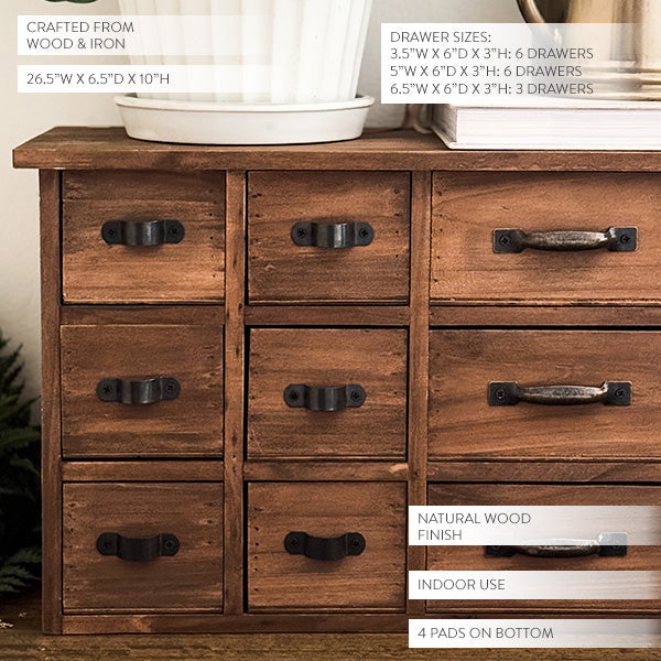 Fifteen Drawer Rustic Wooden Storage Cabinet