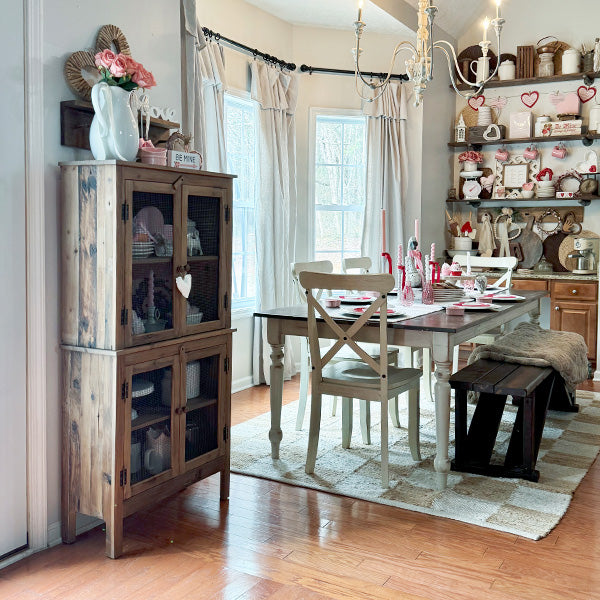 55 Inch Mesh Wire Wood Cabinet