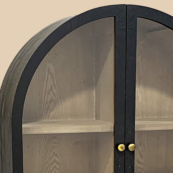 Black Glass Display Arched Storage Cabinet