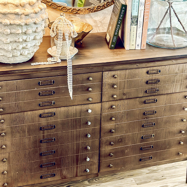1920 Letterpress Wooden Storage Cabinet