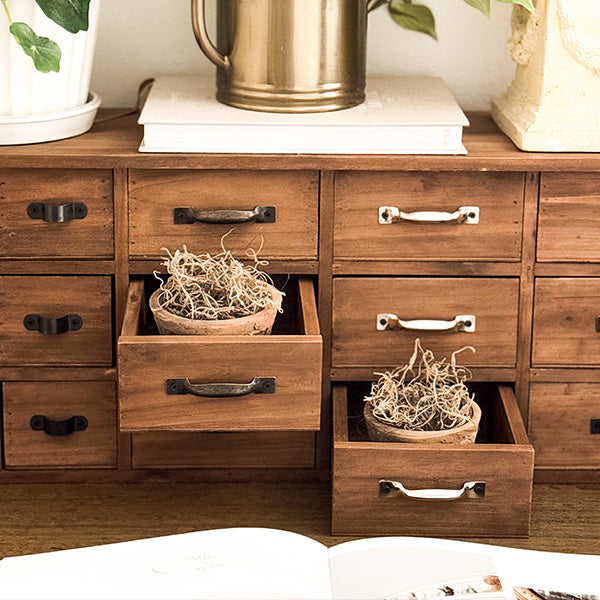 Fifteen Drawer Rustic Wooden Storage Cabinet