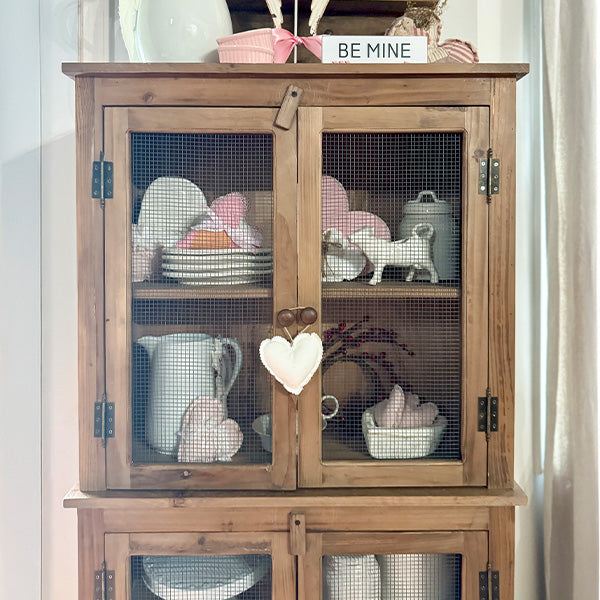 55 Inch Mesh Wire Wood Cabinet