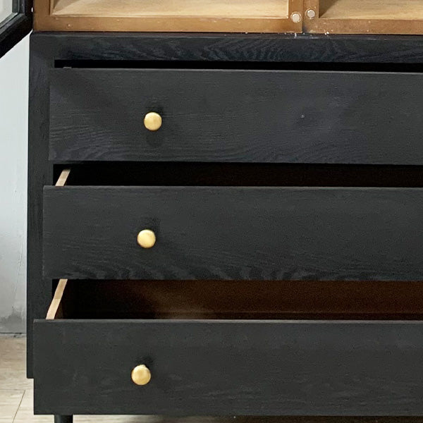 Black Glass Display Arched Storage Cabinet