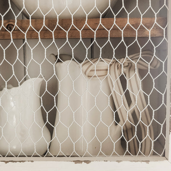 Distressed Two Door Wooden Wall Cabinet with Three Hooks