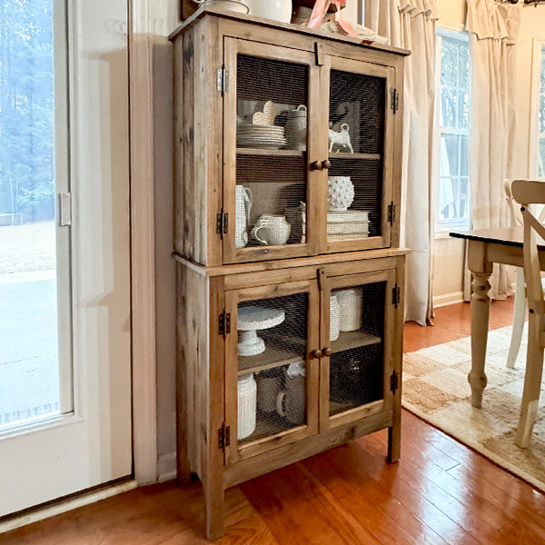 55 Inch Mesh Wire Wood Cabinet