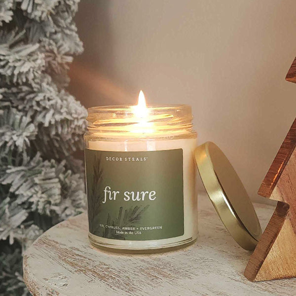 Fir Sure Soy Candle - Clear Jar - 9 oz | Tolkye Exclusive