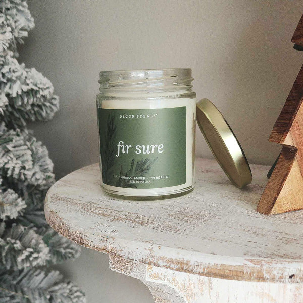 Fir Sure Soy Candle - Clear Jar - 9 oz | Tolkye Exclusive