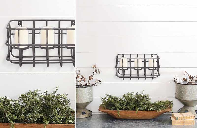 Metal Basket Wall Candle Sconce