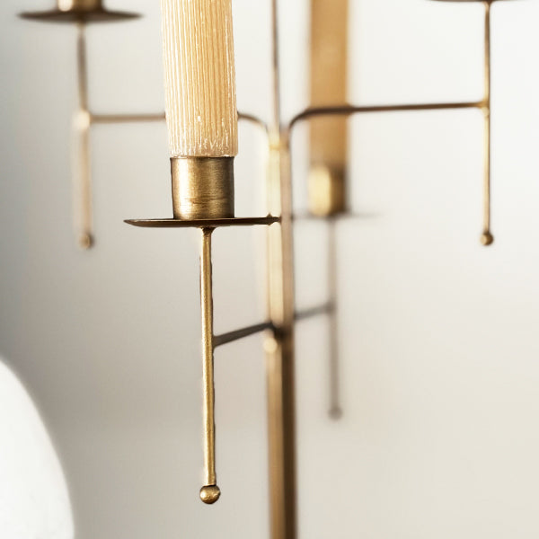 Freestanding Antique Iron Candelabra, Set of Two