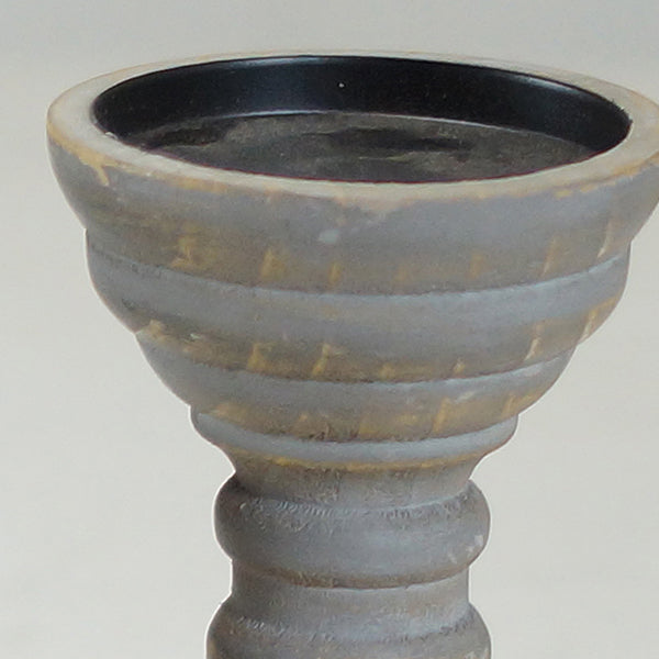 Gray Distressed Wood Candle Holders, Set of Two