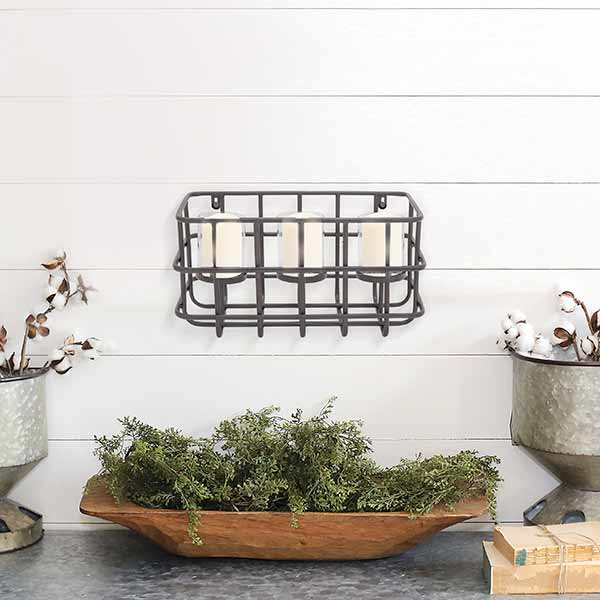 Metal Basket Wall Candle Sconce