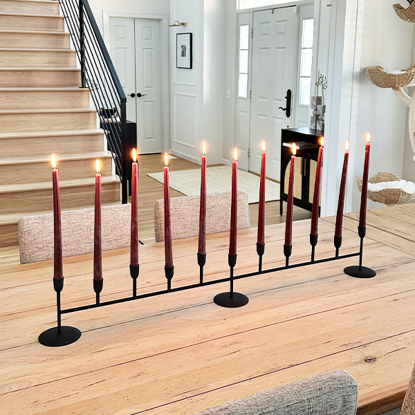 41 Inch Matte Black 11-Taper Candle Holder