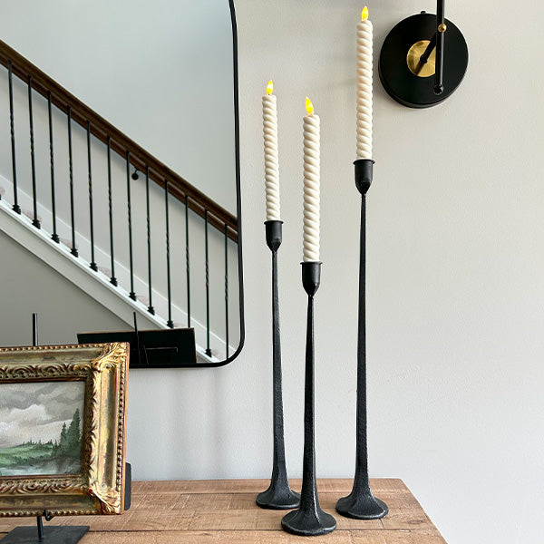 Tall Taper Iron Candle Holders, Set of Three
