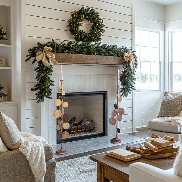 Antique Inspired Freestanding Brass Candle Holders, Set of Two