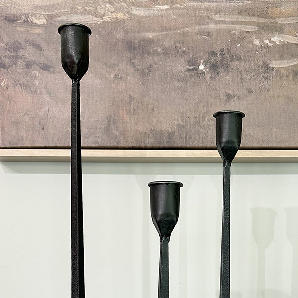 Tall Taper Iron Candle Holders, Set of Three
