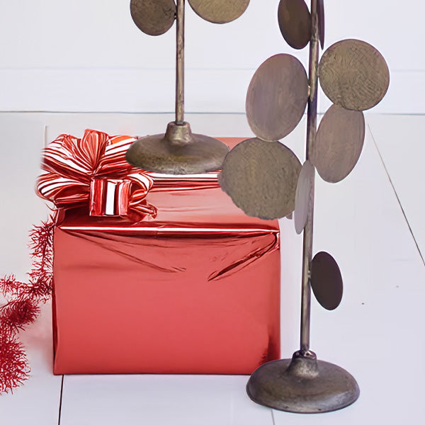 Antique Inspired Freestanding Brass Candle Holders, Set of Two