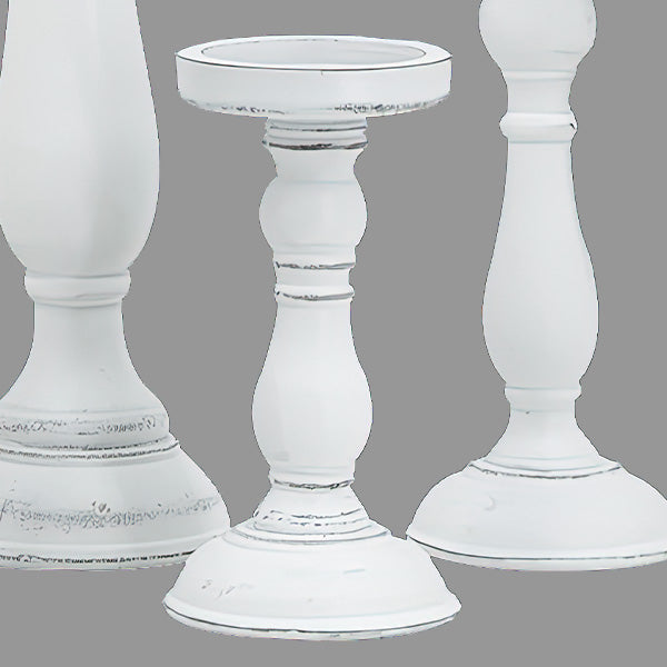 Chunky Hand Carved Wood Candle Holders, Set of 5 | Choose Your Color