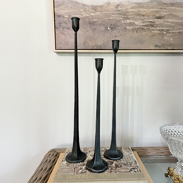 Tall Taper Iron Candle Holders, Set of Three