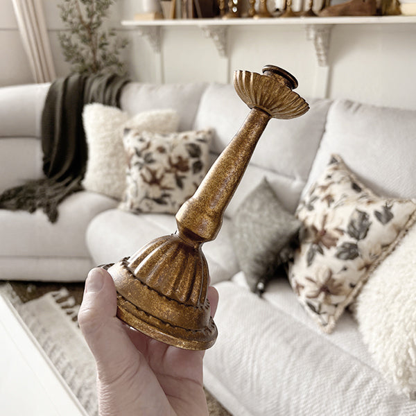 Antique Gold Finish Candle Holders, Set of Eight